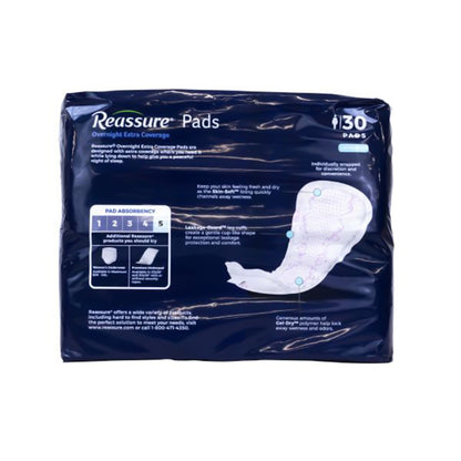 Reassure® Overnight Extra Coverage Pads, 7.5 x 14.5 Inch