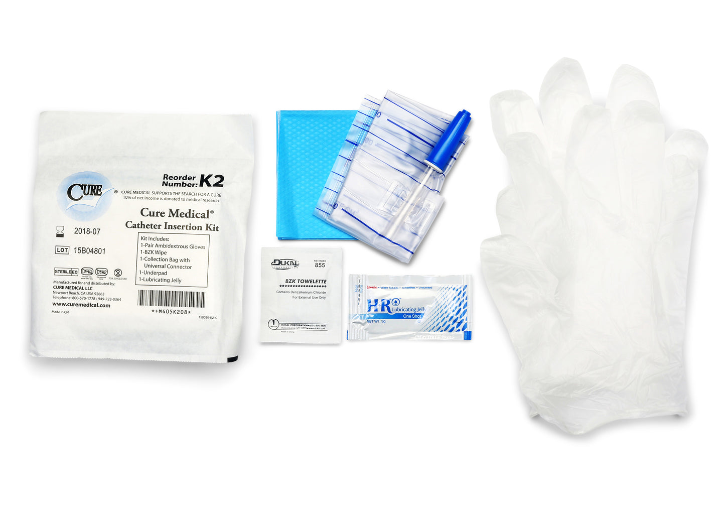 Cure Medical Catheter Insertion Kit with 90cm Catheter