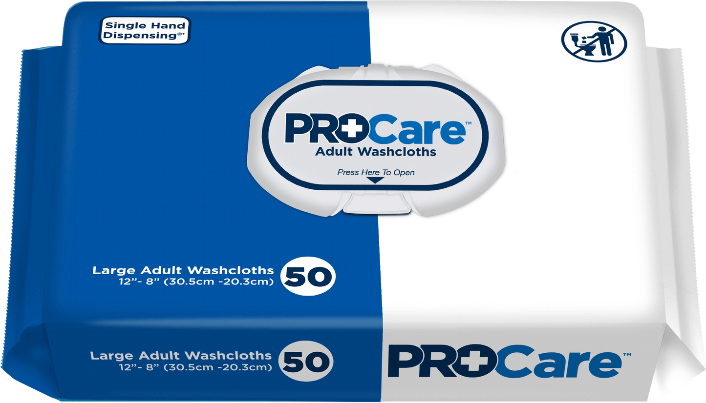 ProCare Adult Washcloth, 12" x 8", Soft Pack