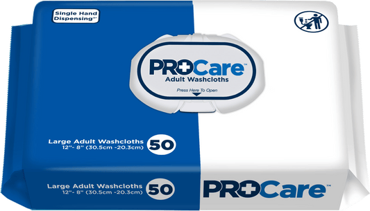 ProCare Adult Washcloth, 12" x 8", Soft Pack