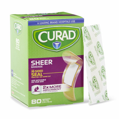 Curad Sheer Adhesive Bandages .75" x 3" 80ct