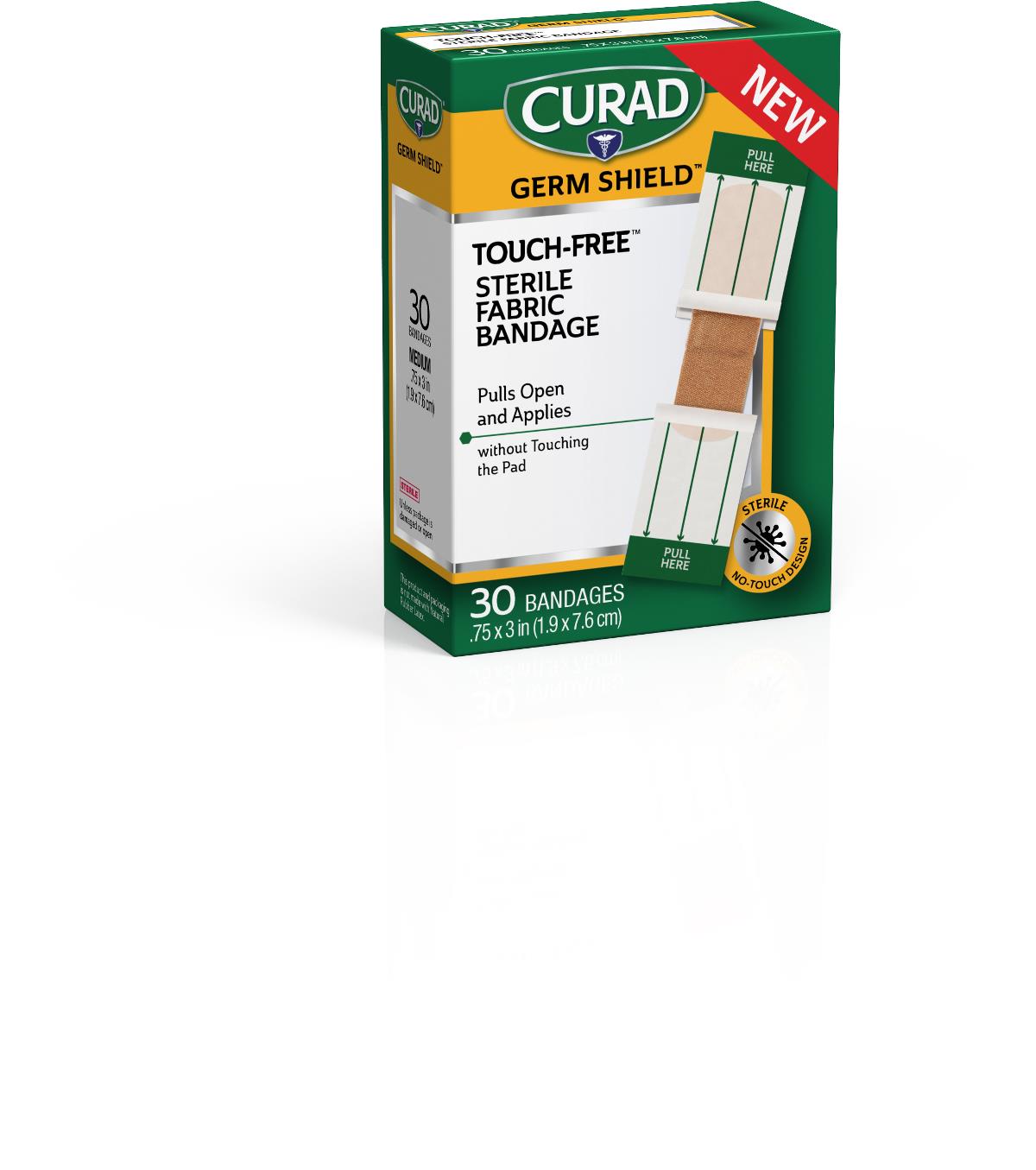Curad Germ-Shield Touch-Free Sterile Fabric Bandages 30ct 3/4 x 3"