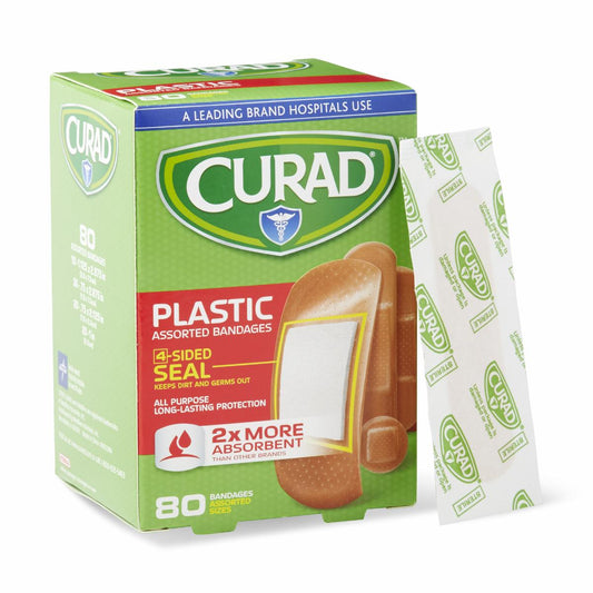 Curad Plastic Adhesive Bandages Assorted 80ct