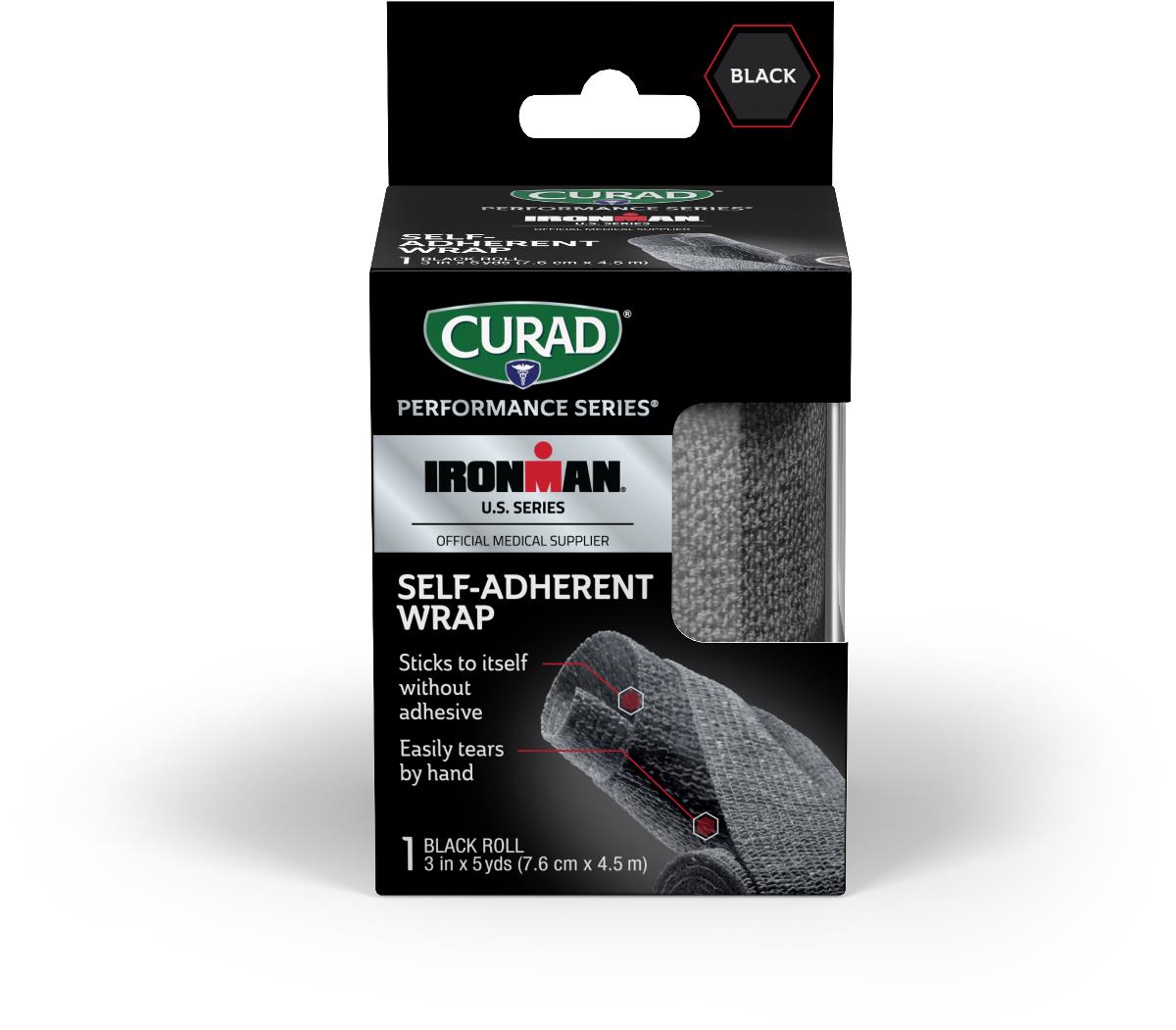 Curad Performance Series Ironman Self-Adherent Wraps Bandage Self Adherent Black 3 1ea