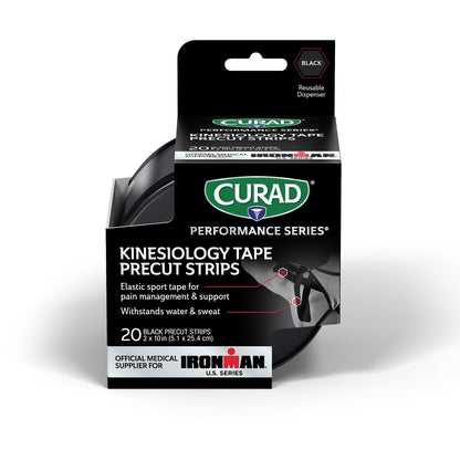 Curad Performance Series Ironman Kinesiology Tape Kinesio Im Black Dsp 2" x 10" 12