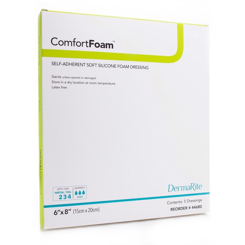 ComfortFoam Self-Adherent Soft Silicone Foam Dressing Non-Bordered 6" x 8"