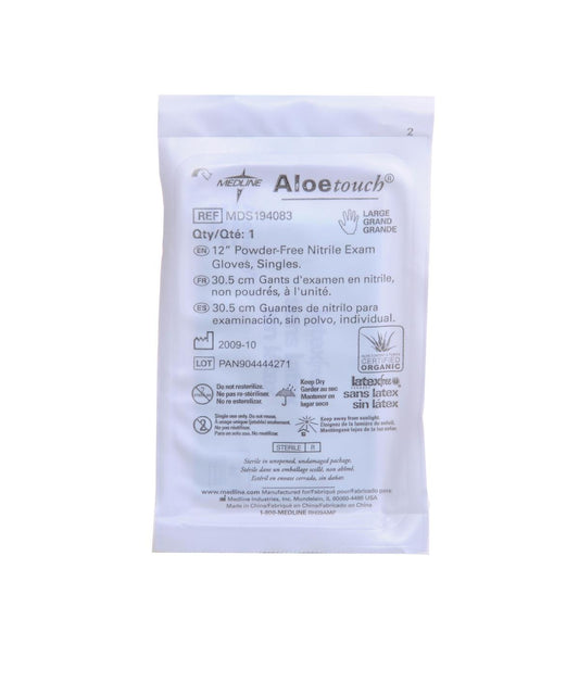 AloeTouch Sterile 12" Nitrile Exam Gloves Textured Single Wrapped