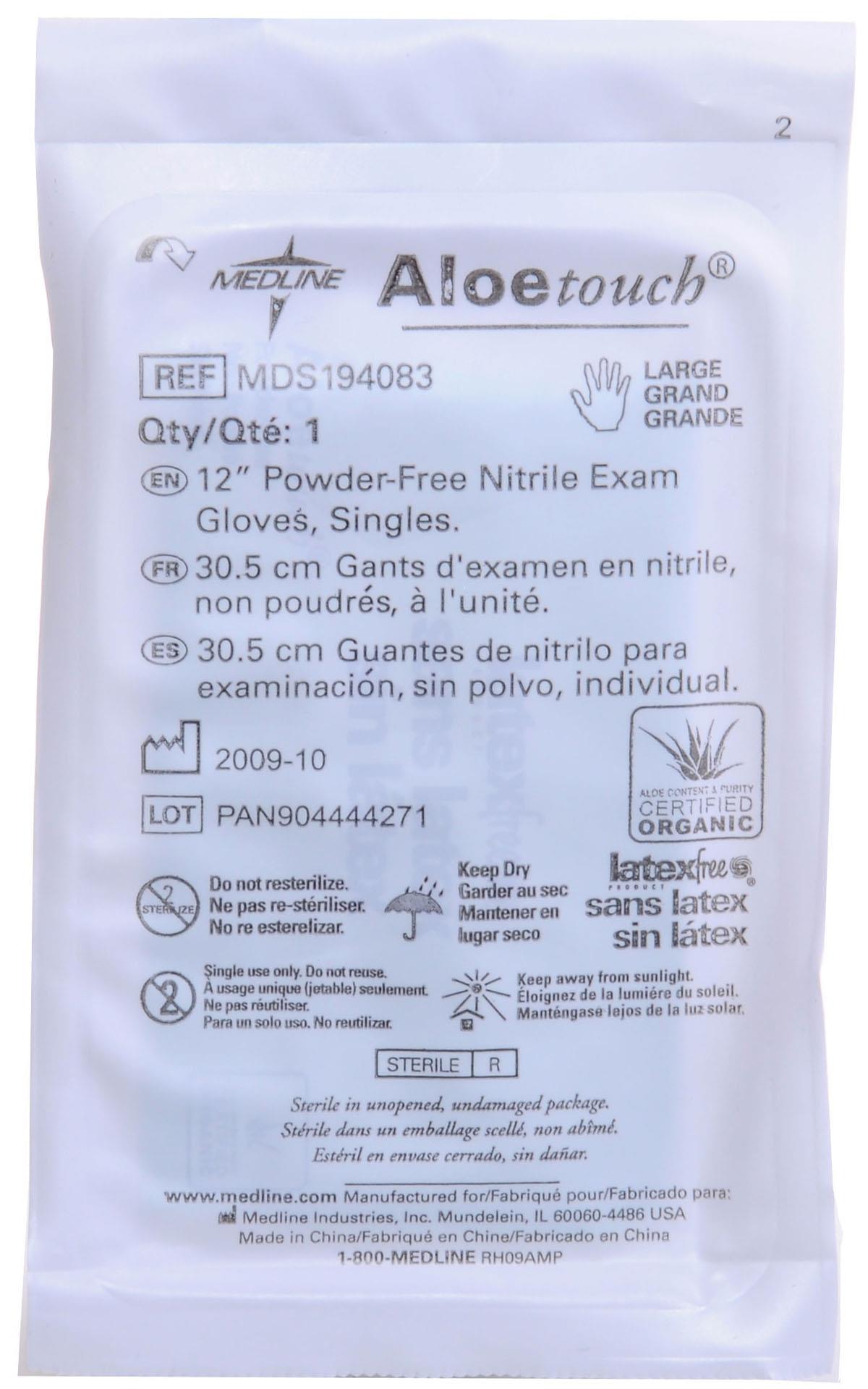 AloeTouch Sterile 12" Nitrile Exam Gloves Textured Pair Wrapped