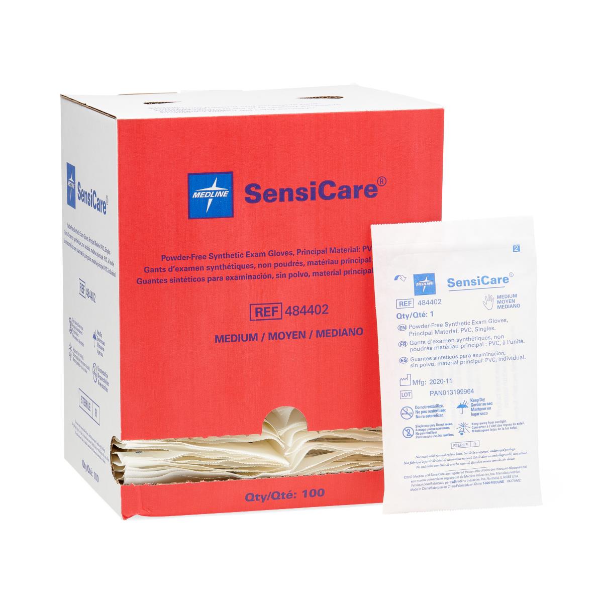 Sensicare Stretch Vinyl Sterile Exam Gloves Single Wrapped
