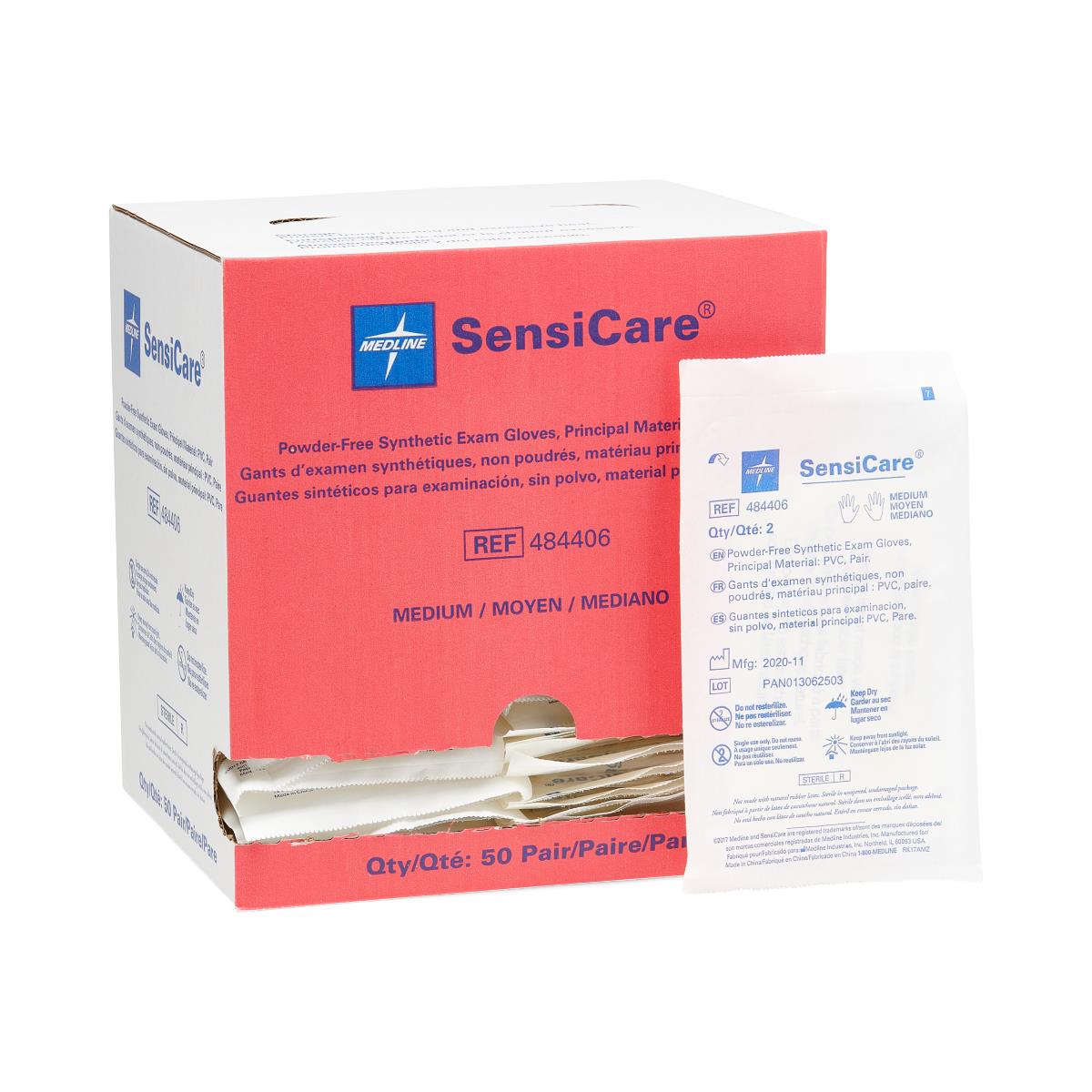 Sensicare Stretch Vinyl Sterile Exam Gloves Pair Wrapped