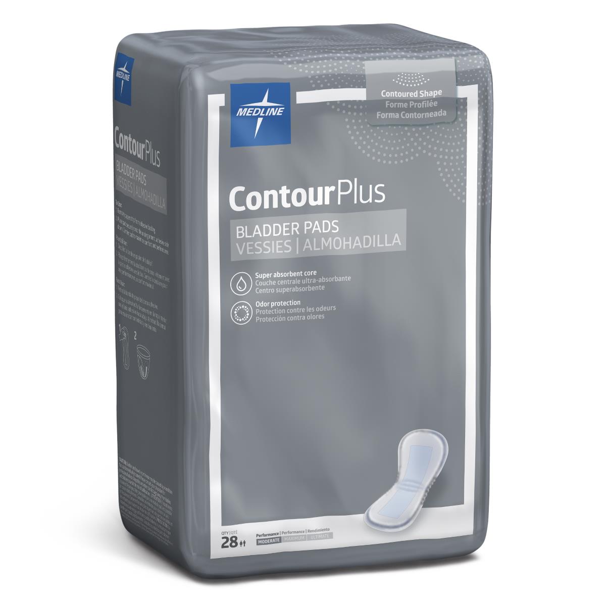 ContourPlus Bladder Control Pads for Incontinence Unisex 5.5 IN x 10.5 IN 28ct