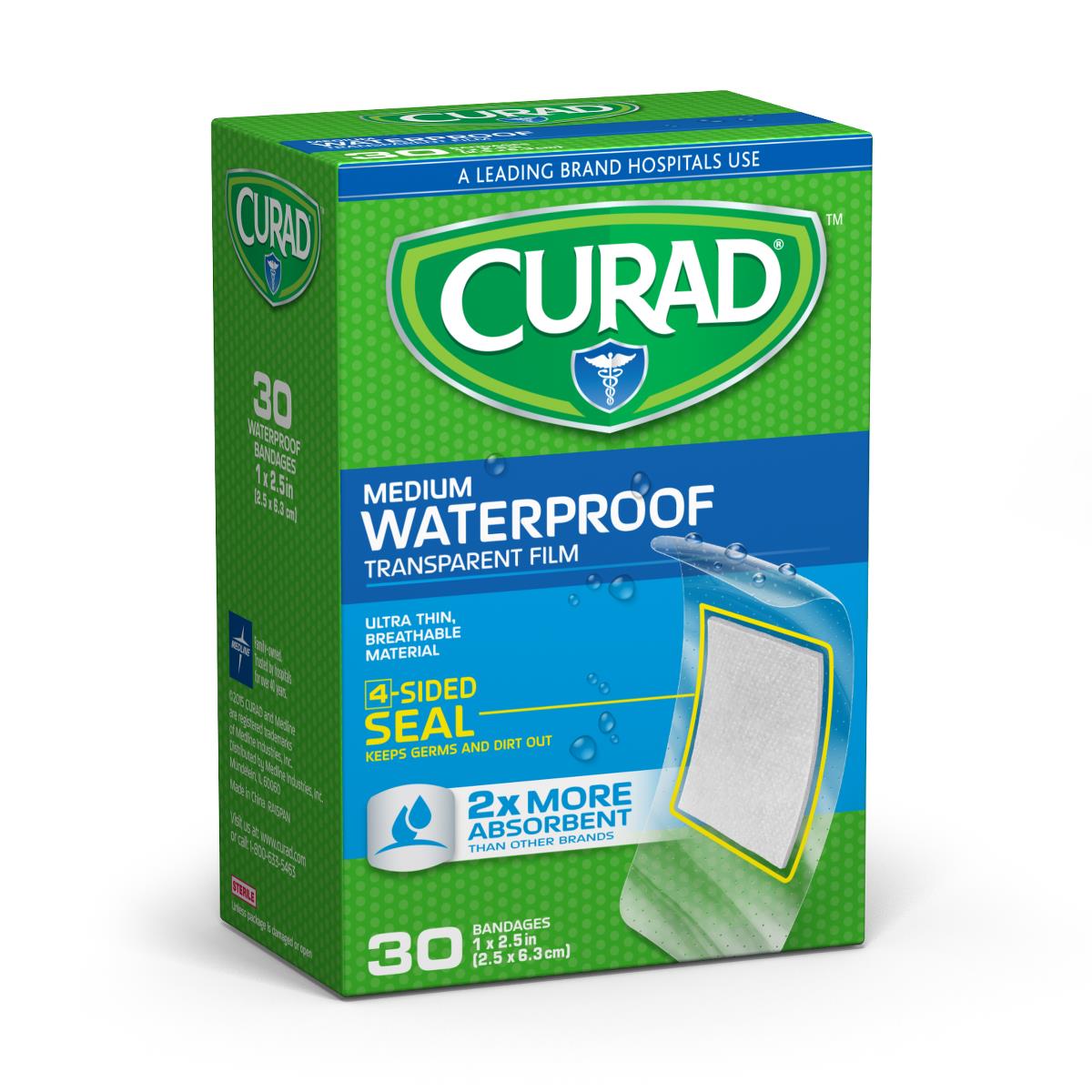 Curad Clear Waterproof Adhesive Bandages 1" x 2.5" 720ct (24 Boxes)