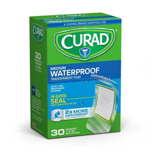 Curad Clear Waterproof Adhesive Bandages 1" x 2.5" 720ct (24 Boxes)