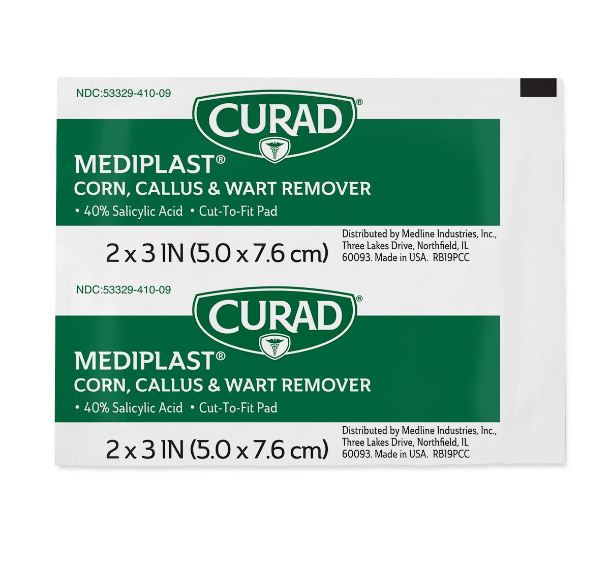 Curad Mediplast Wart Pads 2" x 3" 25/box