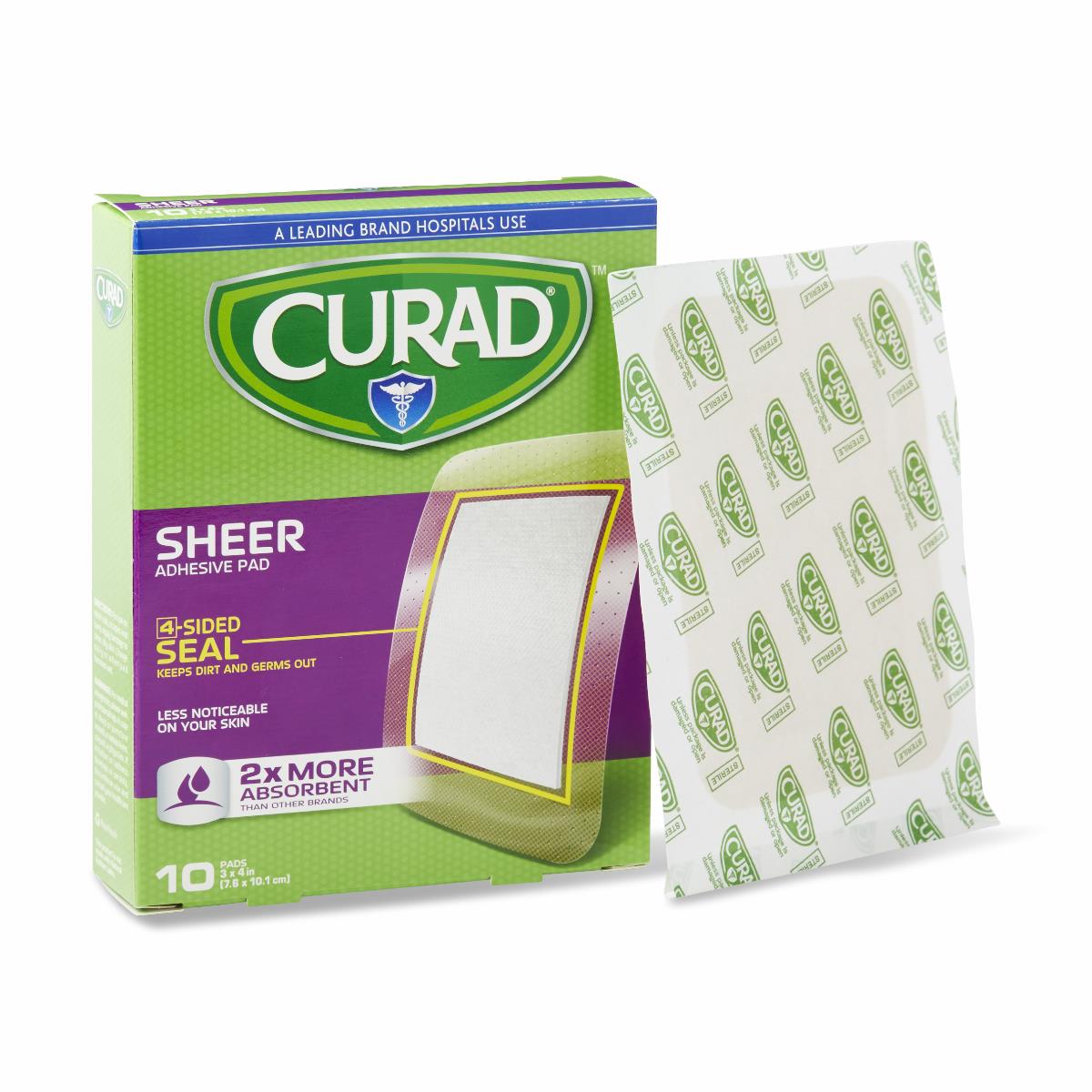 Curad Sheer Adhesive Bandages 3" x 4" 10ct (Case of 24)