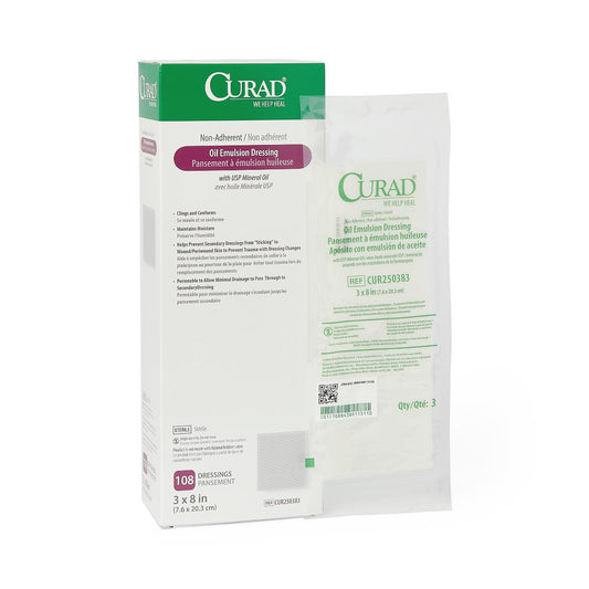 Curad Non-Adherent Sterile Oil Emulsion Dressings Gauze Emlsn 3 x 8" 3/pack