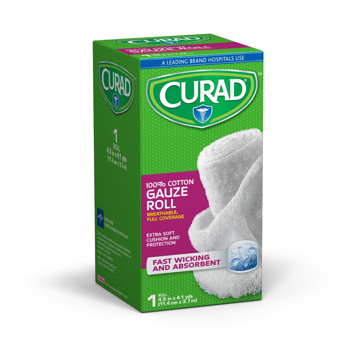 Curad Stretch Rolled Gauze Bandages Cotton 4.5" x 4yd 1/count