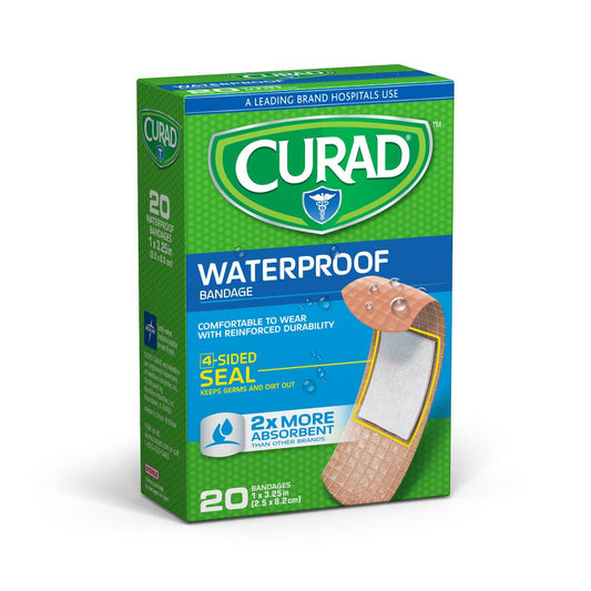 Curad Extra-Strength Waterproof Bandages 1" x 3.25" 20ct (Case of 24)