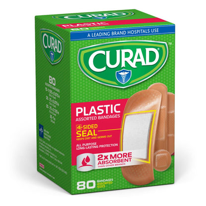 Curad Plastic Adhesive Bandages Assorted 80ct