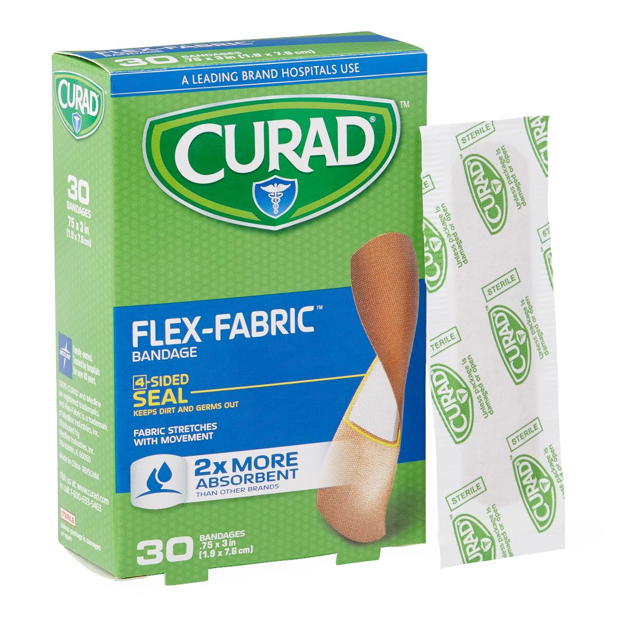 Curad Flex-Fabric Bandages Fabric 30ct 3/4 x 3"