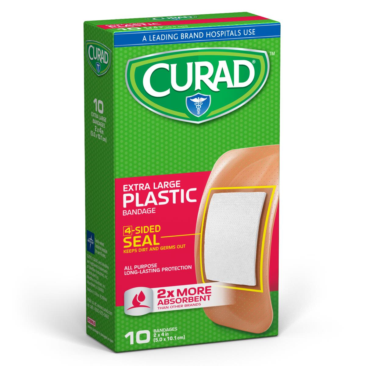 Curad Plastic Adhesive Bandages 2" x 4" 10ct (Case of 24)