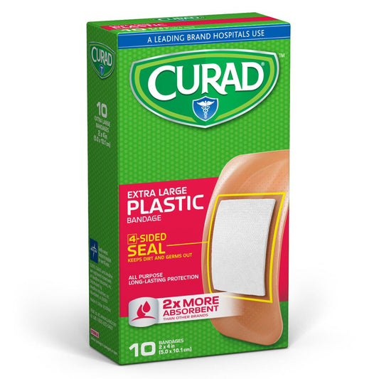 Curad Plastic Adhesive Bandages 2" x 4" 10ct (Case of 24)
