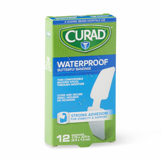 CURAD Waterproof Butterfly Bandages White 1.75 x .375 in 12ct