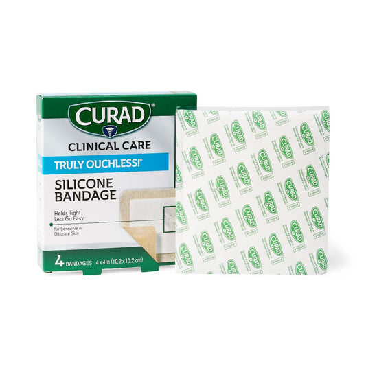 Curad Silicone Flexible Fabric Bandages 4" x 4" 4ct