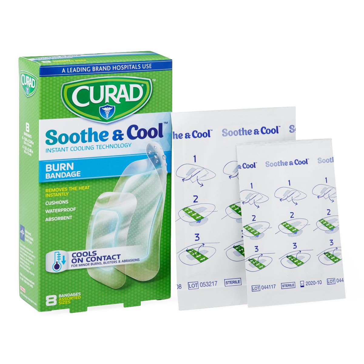 Curad Soothe and Cool Clear Waterproof Hydrogel Bandages Soothe&cool Assorted Sizes 8ct