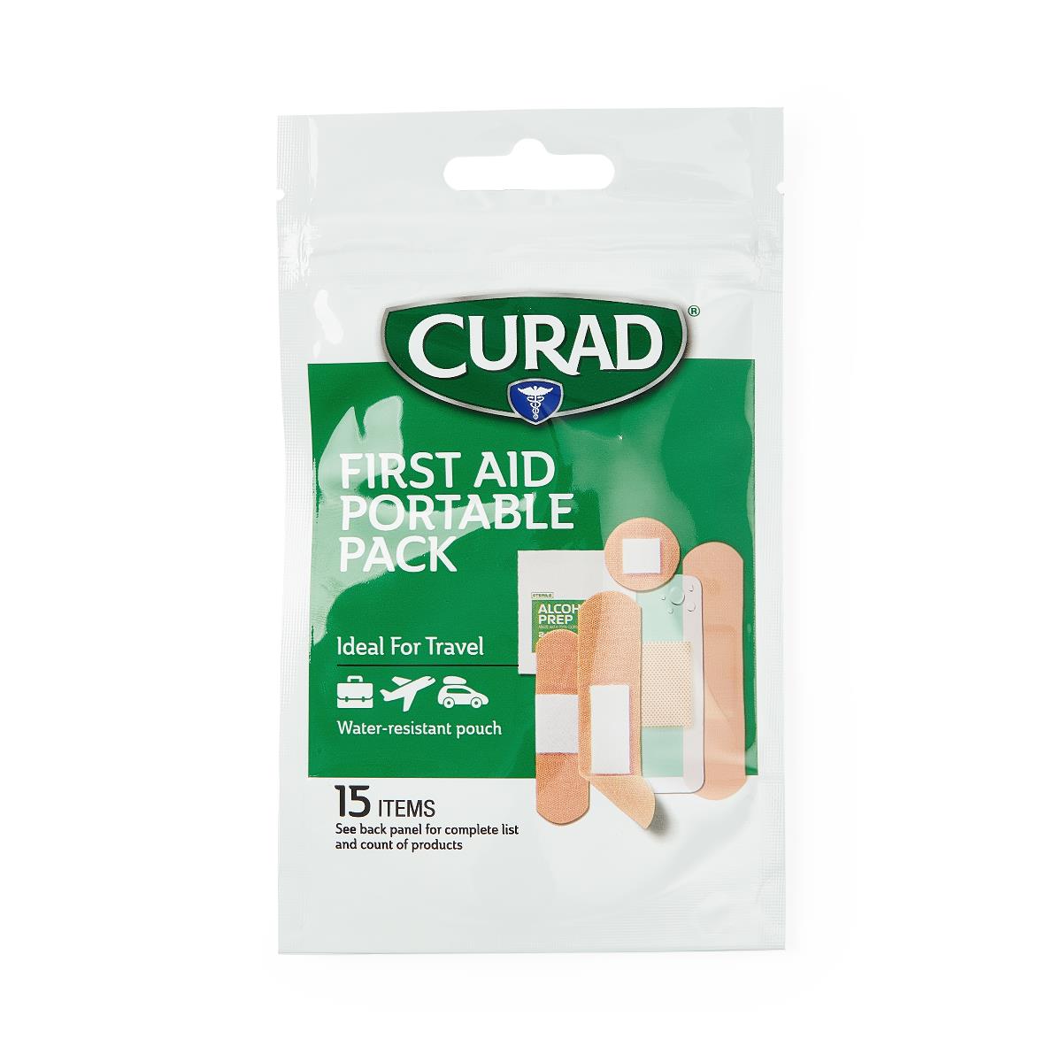 Curad First Aid Portable Pack Kit Bag 15 Count (Case of 48)