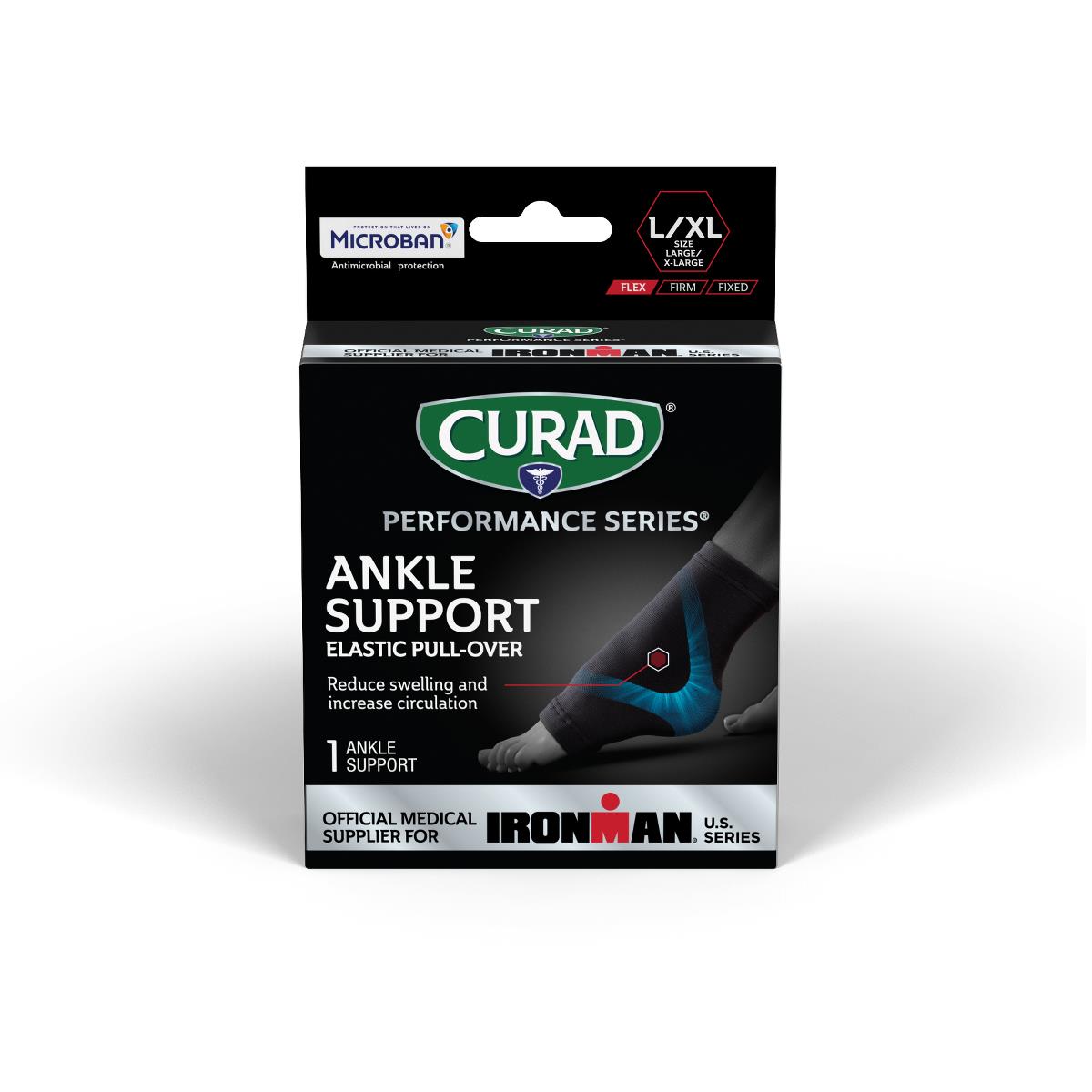 Curad Performance Series Ironman Elastic Pull-Over Ankle Support Left/Right Black