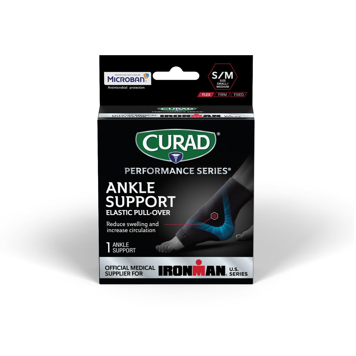 Curad Performance Series Ironman Elastic Pull-Over Ankle Support Left/Right Black