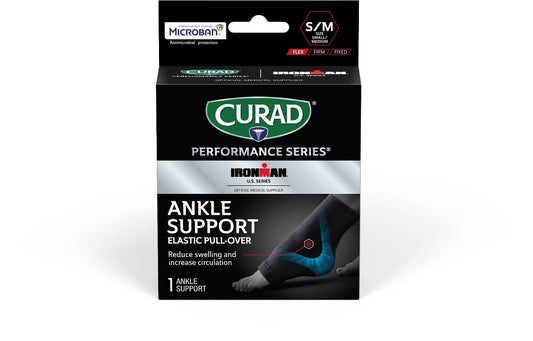 Curad Performance Series Ironman Elastic Pull-Over Ankle Support Left/Right Black