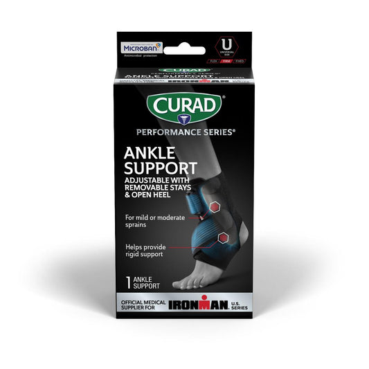 Curad Performance Series Ironman Ankle Supports with Stays Brace with stays Retail Black Each