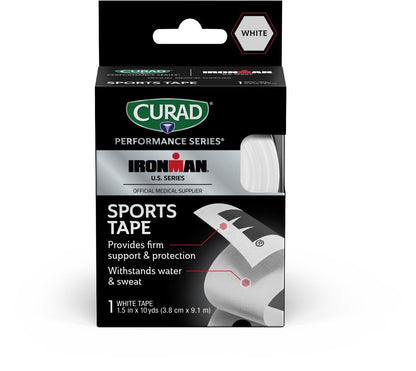 Curad Performance Series Ironman Sports Tape White with black Mdot 1.5 x 10yd 1