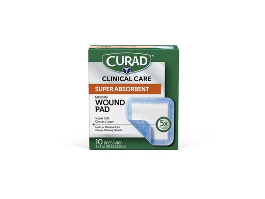 Curad Clinical Advances Super Absorbent Polymer Wound Dressings Supersoft Dress Sap 4" x 4" 10ct (Case of 24)