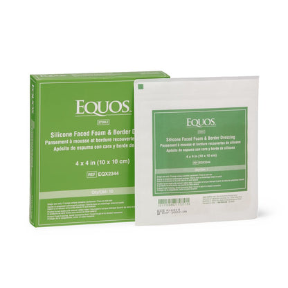 Equos 5-Layer Square Foam Dressings with Silicone Adhesive 4" x 4"