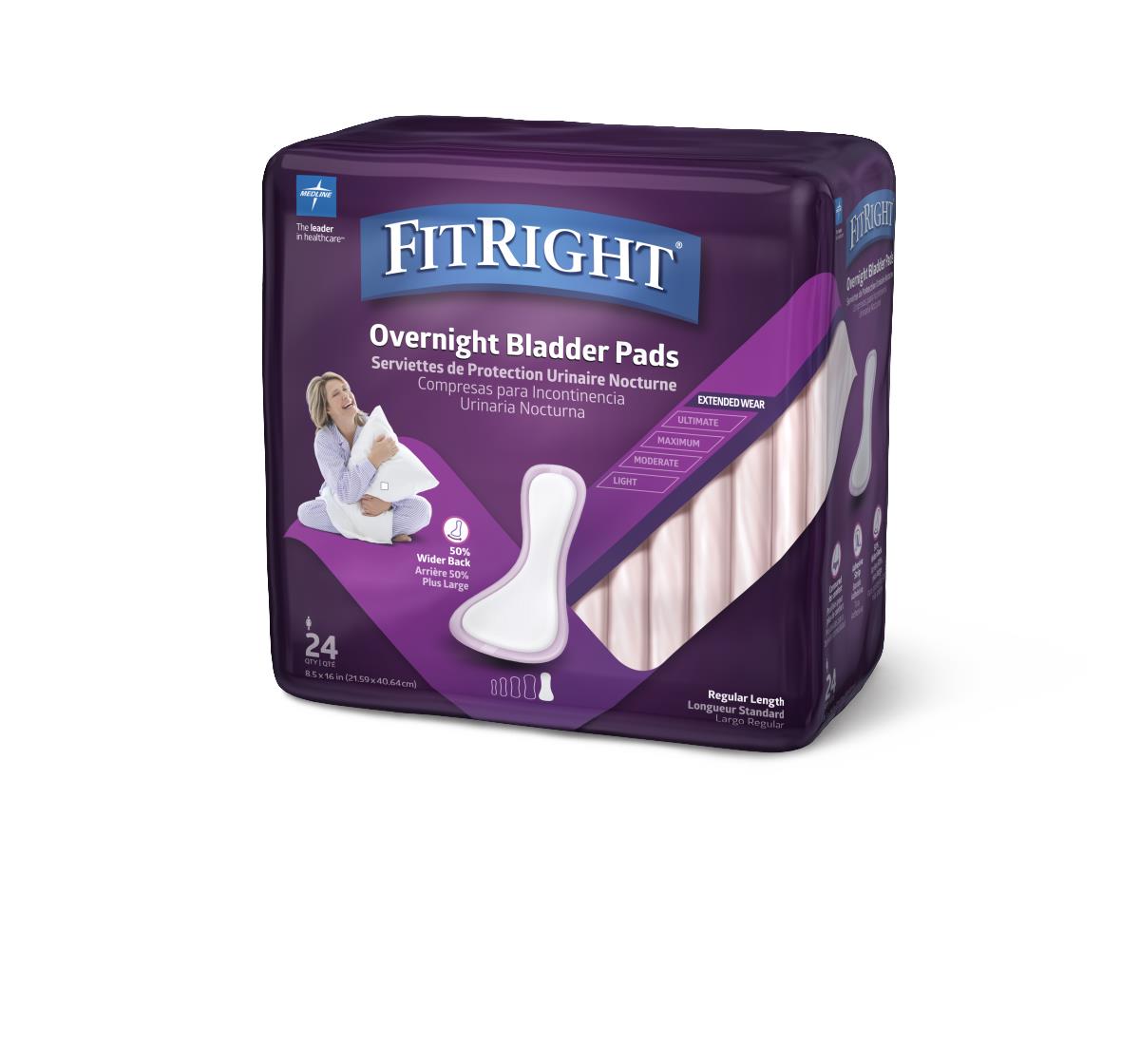 Fitright Activedge Women's Bladder Control Pads Liner Incontinent Overnight