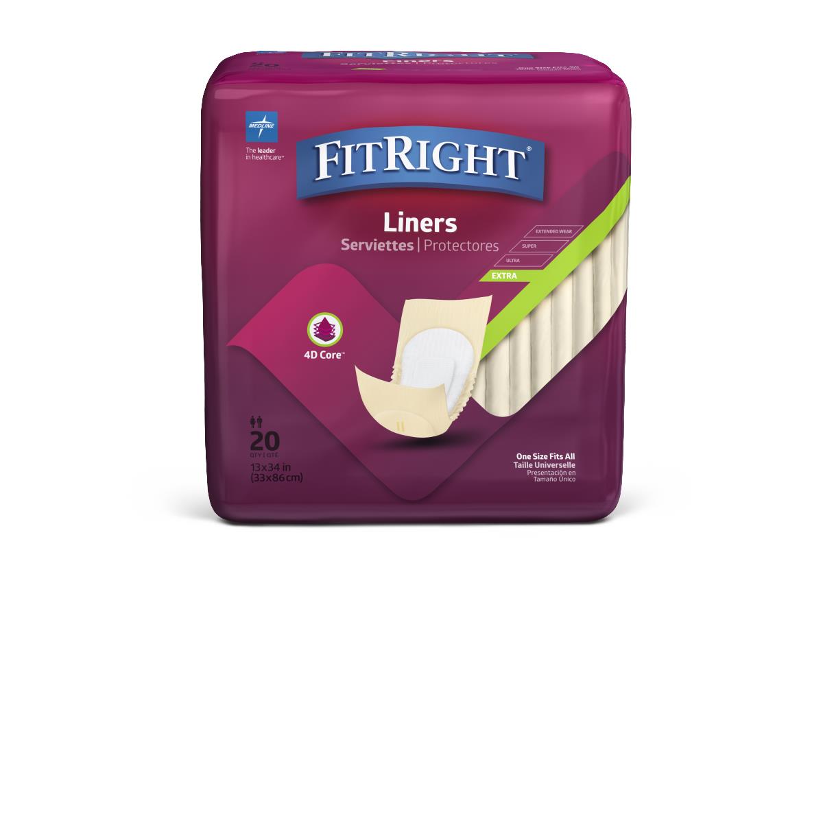 FitRight Incontinence Liners 13" x 34" 20ct