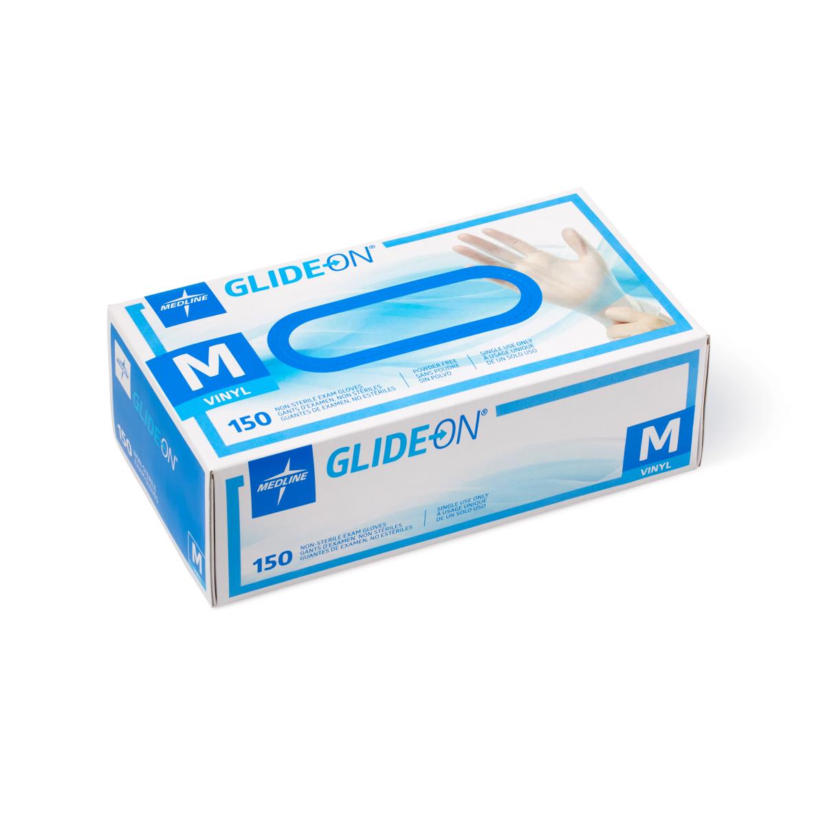 Glide-On Powder-Free Vinyl Exam Gloves Glove Glide on Pf M