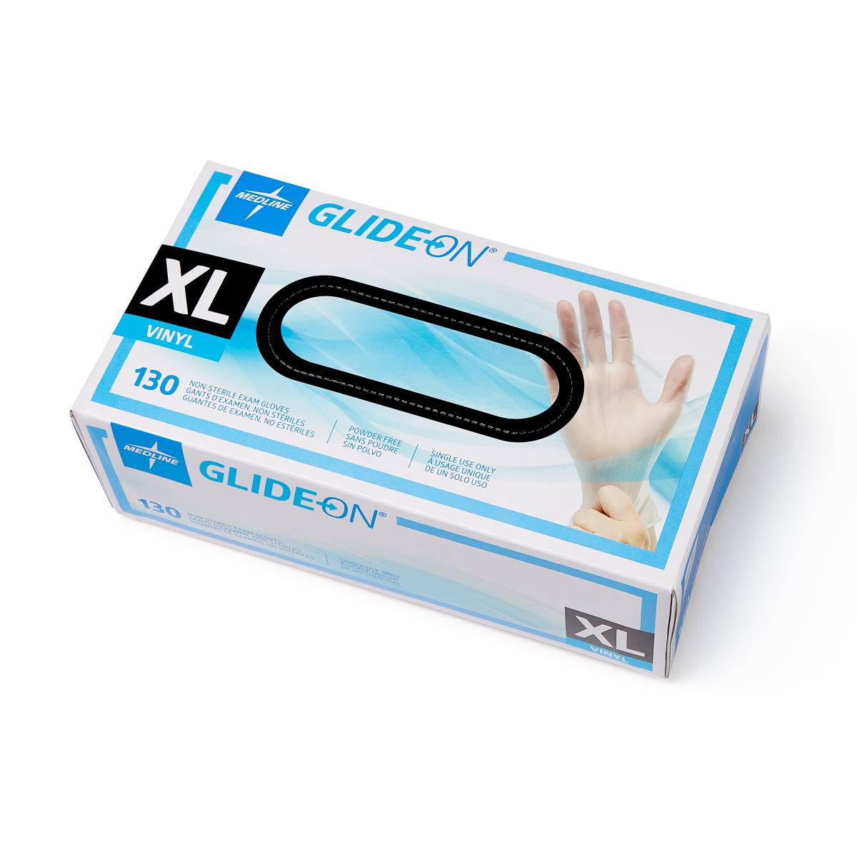 Glide-On Powder-Free Vinyl Exam Gloves Glove Glide on Pf x L