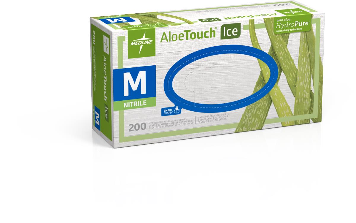 AloeTouch Ice Nitrile Exam Gloves Textured Fingertips