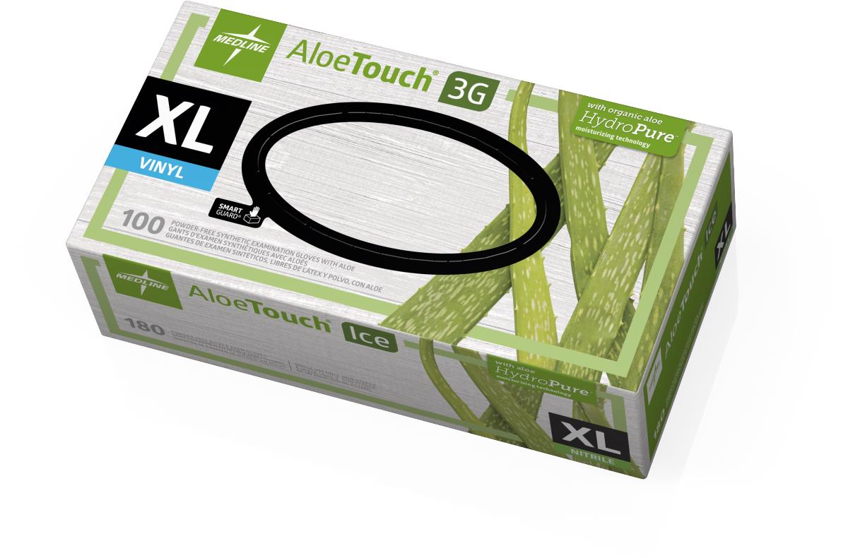 AloeTouch Ice Nitrile Exam Gloves Textured Fingertips