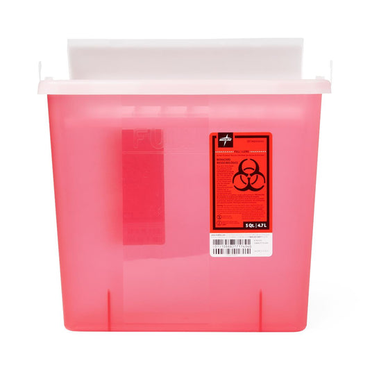 Biohazard Patient Room Sharps Disposal Containers 5 Qt Red Wall Mount