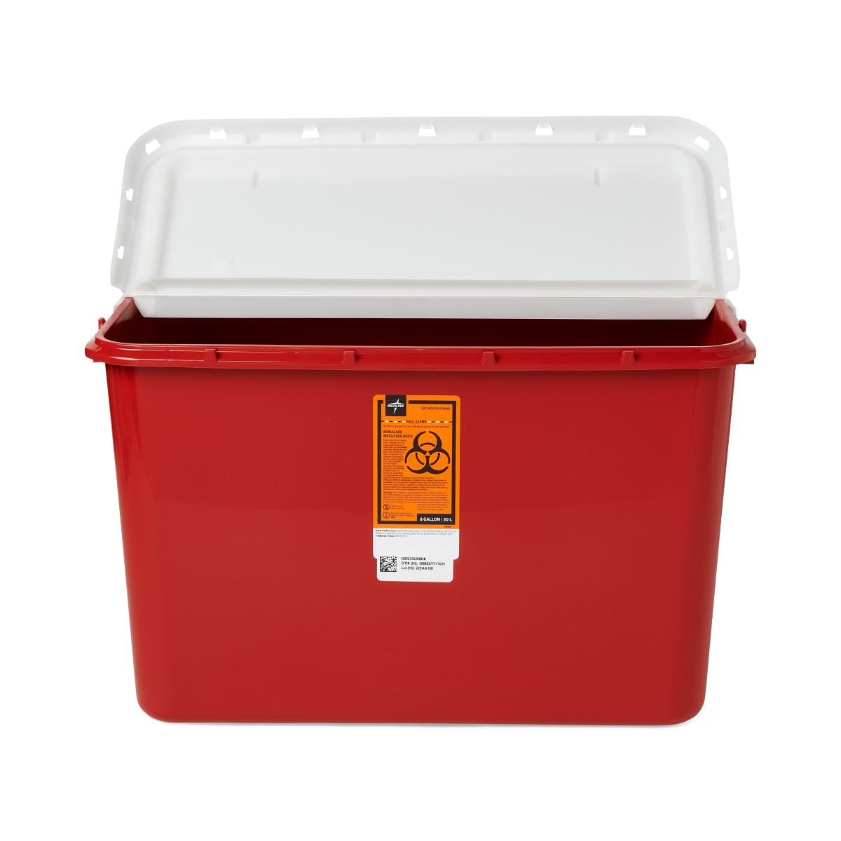 Large Biohazard Containers Sharps 8 Gal Red Hinged