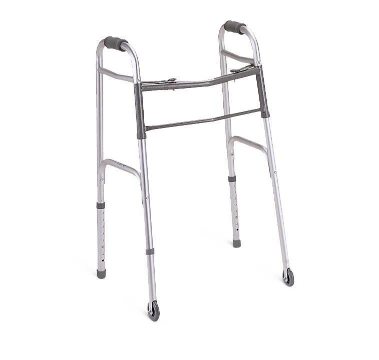 Two-Button Folding Walkers with 3" Wheels 2 Button with 3inwheels (Case of 4)