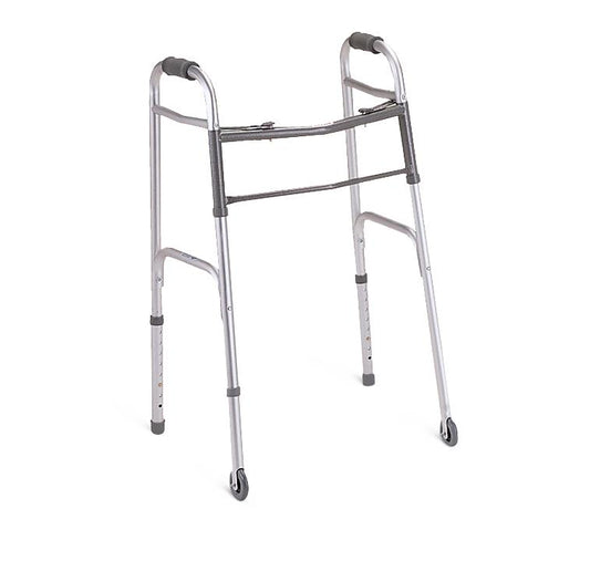 Two-Button Folding Walkers with 3" Wheels 2 Button with 3inwheels (Case of 4)