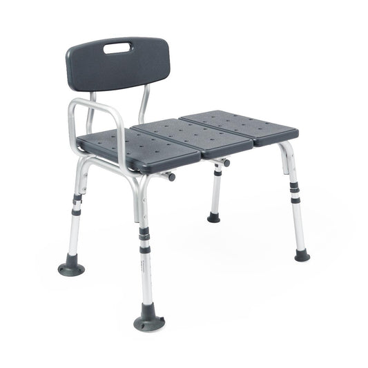 Knockdown Shower Transfer Bench with Back and Microban Treatment 350lbs