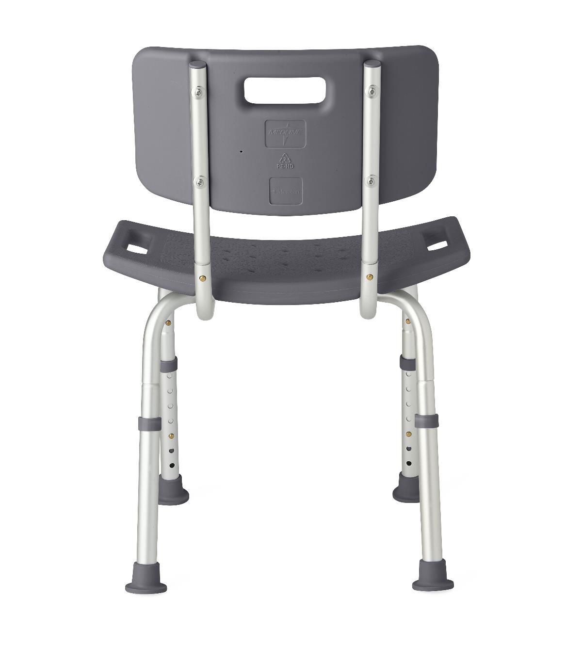 Aluminium Shower Chair with Back Microban Knockdown 300lb Capacity Black