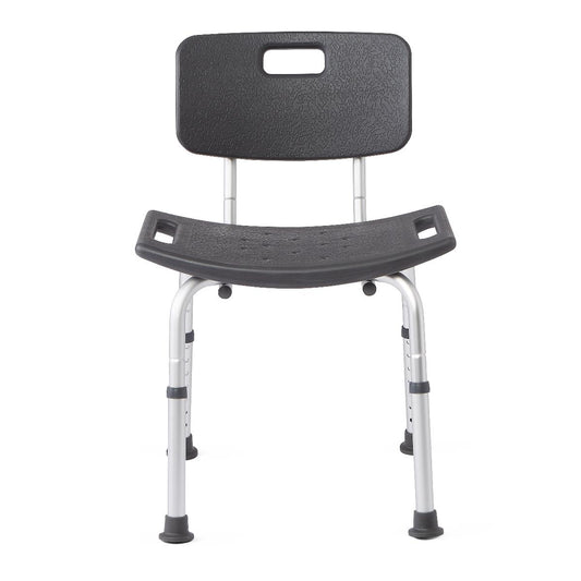 Aluminium Shower Chair with Back Microban Knockdown 300lb Capacity Black
